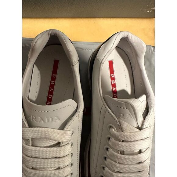 Prada Men’s low top leather sneaker white size 5,5 EU 38,5-39 - Picture 6 of 13
